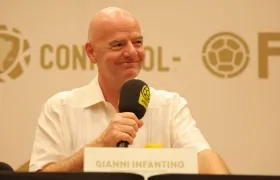 Gianni Infantino, presidente de la Fifa, estuvo este martes en Barranquilla.