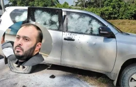 Así quedó la camioneta después del atentado.