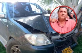 Vicente Mercado Cepeda conducía esta camioneta, la cual se estrelló cuando fue impactado a bala. 