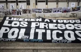 Protesta para que se liberan los presos políticos en Venezuela. 