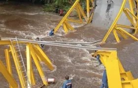 El puente colapsado en Boyacá. 