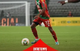 Jesús Rivas durante el partido contra Once Caldas, en Manizales. 