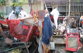 Los carritos sacados de la vivienda.