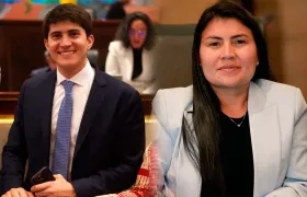 Los congresistas Wadith Alberto Manzur y  Karen Astrith Manrique.