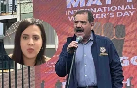 La periodista Estefany Rodríguez y el congresista estadounidense 'Chuy' García.