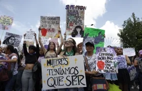 Manifestación de mujeres en Bogotá.