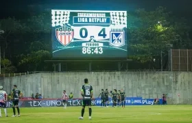 Momento de la celebración del cuarto gol