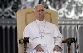 El Papa León León XIV durante su audiencia general semanal en la Plaza de San Pedro este miércoles. 
