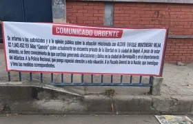 Pendón hallado en el Colegio Sofia Camargo. 