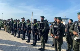 Los policías que participarán en el dispositivo de seguridad en Semana Santa. 