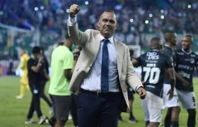 Rafael Dudamel celebra con el Deportivo Cali.