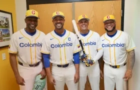 Julio Teherán, José Quintana, Gio Urshela y Harold Ramírez, integrantes del equipo colombiano.