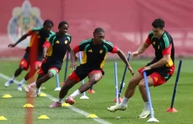 Jugadores de Jamaica durante un entrenamiento en Guadalajara.