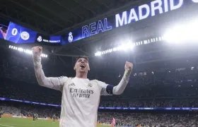 El uruguayo Fede Vaverde festeja uno de sus goles al Manchester City.