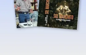 Álvaro Medina y la portada del libro 'Sol Marchito'