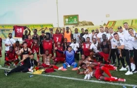 Barranquilla Fútbol Club celebrando en el Jaime Morón. 