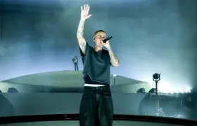 El artista durante su presentación.