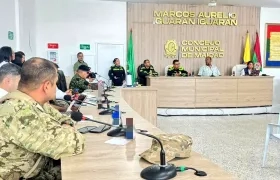 Aspecto del consejo extraordinario de seguridad este lunes en el municipio de Maicao. 