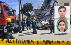 Leonardo Alemán Morales y el edificio colapsado.
