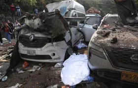 Lugar del atentado en la vía Panamericana este sábado.