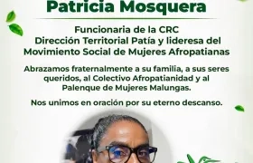 Patricia Mosquera, la lideresa social muerta en el atentado terrorista. 