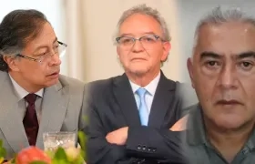 Gustavo Petro, Jorge Lemus y Diego Marín, alias 'Papá Pitufo'.