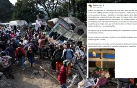 Lugar del atentado en la Vía Panamericana y el trino de Petro.
