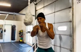 El boxeador barranquillero Juan Carlos Carrillo durante un entrenamiento en Las Vegas (Nevada).