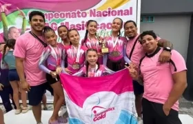 Grupo de deportistas del club Gymnastics Gold Barranquilla. 