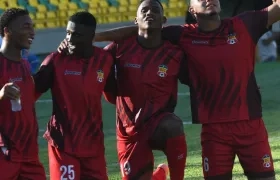 Darwin Torres, Marlon Carabalí, Cristian Peñate y Sebastián Caballero, jugadores del Barranquilla FC.