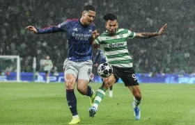 El colombiano Luis Suárez durante el partido de ida contra Arsenal.