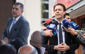 El agente interventor de la Nueva EPS, Jorge Iván Ospina, y el Supersalud, Daniel Quintero.