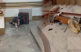 Las figuras religiosas destruidas. 