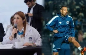 La defensora Iris Marín Ortiz y Sebastián Villa.