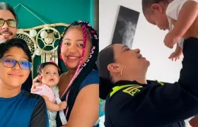 Alejandra Otero junto a su hijo y Febe Merab en compañía de su familia. 