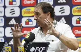 Néstor Lorenzo, técnico de la Selección Colombia, en rueda de prensa este martes. 