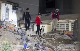 Equipos de rescate buscan sobrevivientes entre los escombros en Caracas.