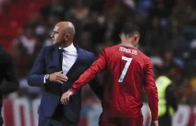 El seleccionador de Portugal, el español Roberto Martínez, y Cristiano Ronaldo.