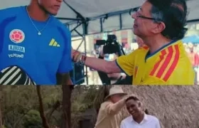 El expresidente Álvaro Uribe con Yerry Mina.