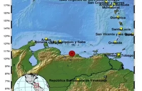 Epicentro del nuevo sismo reportado este lunes. 