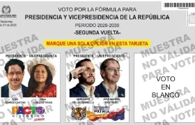 Tarjetón para la segunda vuelta.