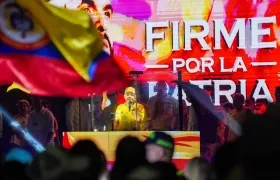 El candidato Abelardo De La Espriella en la celebración de su victoria en primera vuelta.