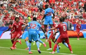El cabezazo de Yoane Wissa que le dio el empate a Congo ante Portugal.