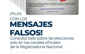 Aviso de alerta que hace la Registraduría. 