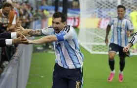 Lionel Messi en la celebración de su segundo gol ante Austria. 
