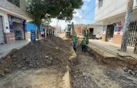 Aspecto de obras para ampliar cobertura en acueducto y alcantarillado. 