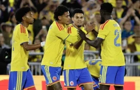 Johan Mojica, Richard Ríos, Luis Díaz y Dávinson Sánchez, integrantes de la Selección Colombia.