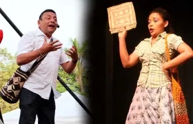 Los cuenteros Nicolás Lubo Matallana y Yina Gutiérrez.