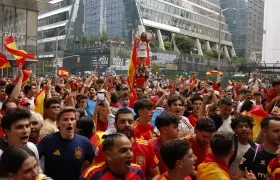 Los aficionados españoles en Nueva York.