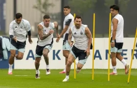 Lionel Messi en la práctica previa a la final. 